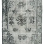 Oyma Gri Pamuk Üzerine Yün El Dokuma Kilim-172x264