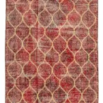 Modern Halı- Kırmızı Pamuk Üzerine Yün El Dokuma Halı-143x377