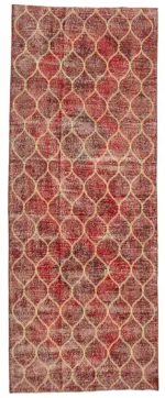 Modern Halı- Kırmızı Pamuk Üzerine Yün El Dokuma Halı-143x377