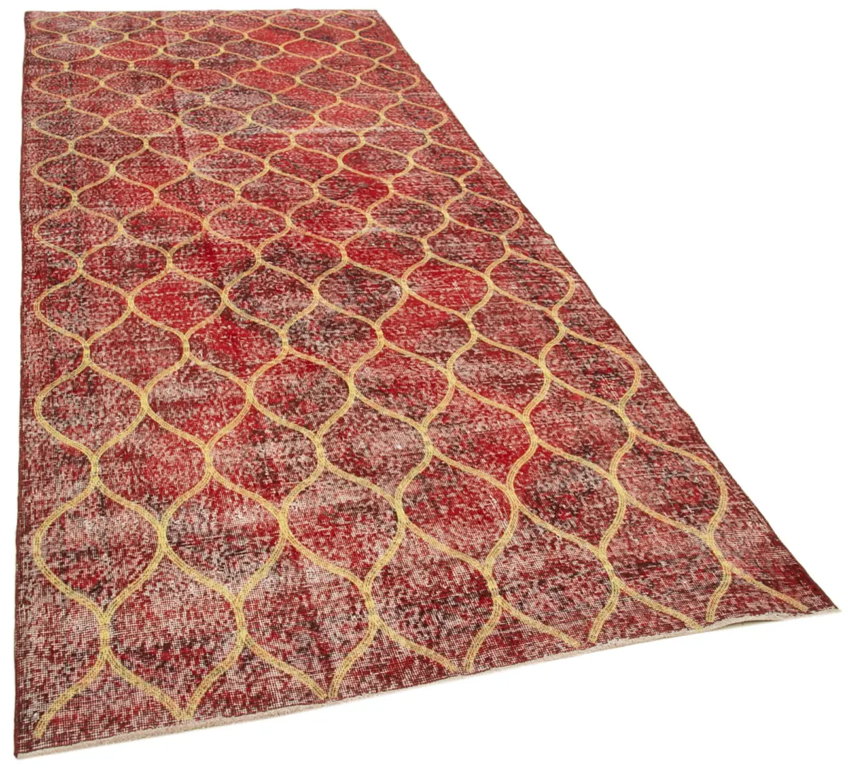 Modern Halı- Kırmızı Pamuk Üzerine Yün El Dokuma Halı-143x377 - Görsel 2