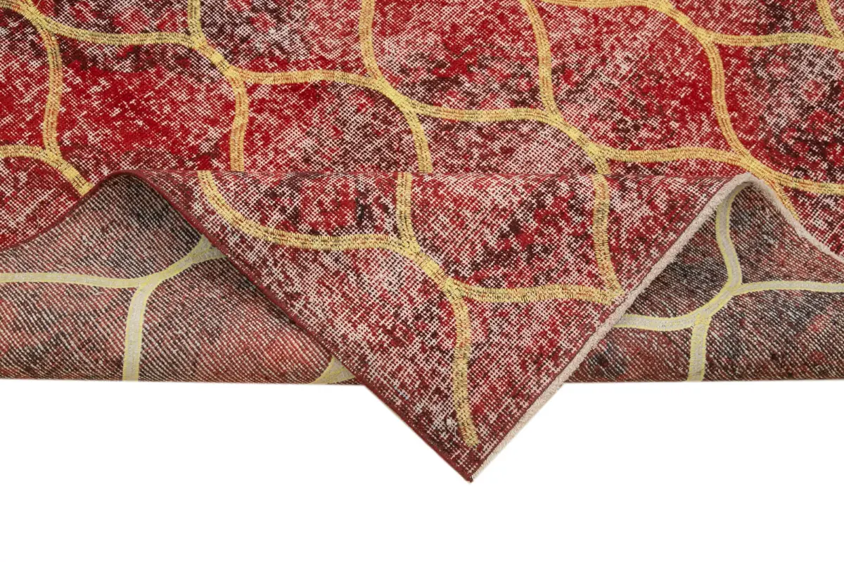 Modern Halı- Kırmızı Pamuk Üzerine Yün El Dokuma Halı-143x377 - Görsel 6