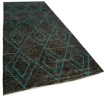 Modern Halı- Siyah Pamuk Üzerine Yün El Dokuma Halı-147x388 - Görsel 2