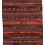 Cıcım Eskitme Turuncu Renk Keçi Kılı El Dokuma Kilim-187x344