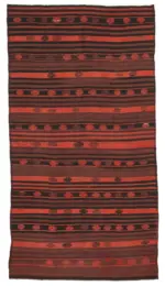 Cıcım Eskitme Turuncu Renk Keçi Kılı El Dokuma Kilim-187x344