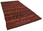 Cıcım Eskitme Turuncu Renk Keçi Kılı El Dokuma Kilim-187x344 - Görsel 2