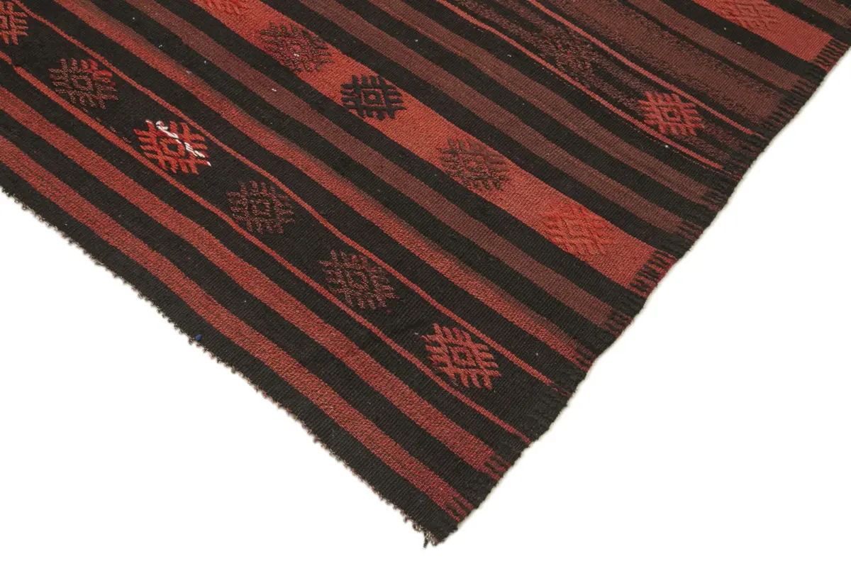 Cıcım Eskitme Turuncu Renk Keçi Kılı El Dokuma Kilim-187x344 - Görsel 4