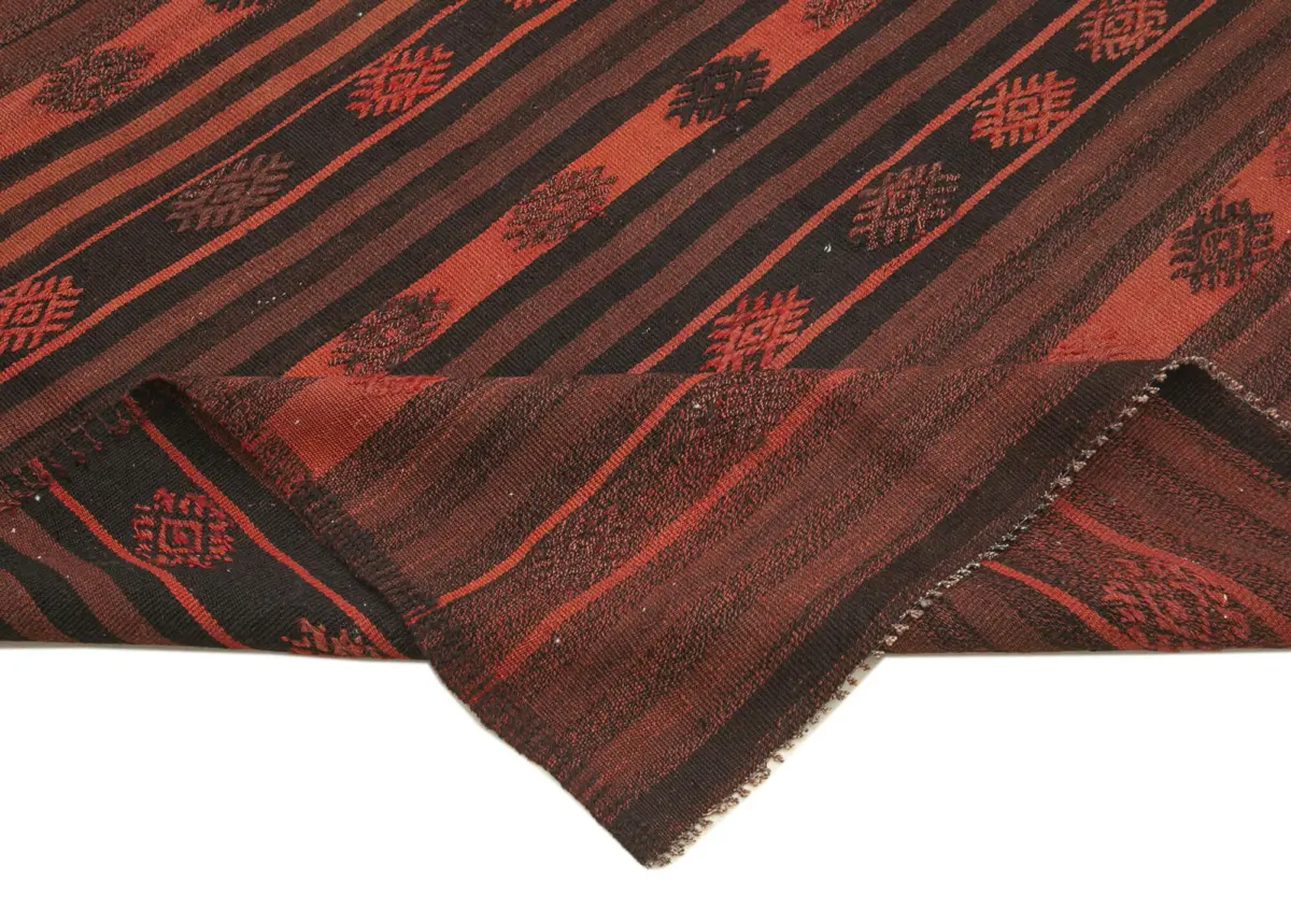 Cıcım Eskitme Turuncu Renk Keçi Kılı El Dokuma Kilim-187x344 - Görsel 6