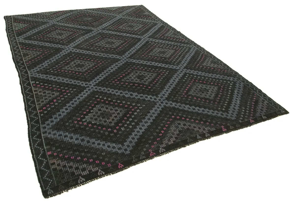 Cıcım Eskitme Mavi Renk Keçi Kılı El Dokuma Kilim-210x303 - Görsel 2