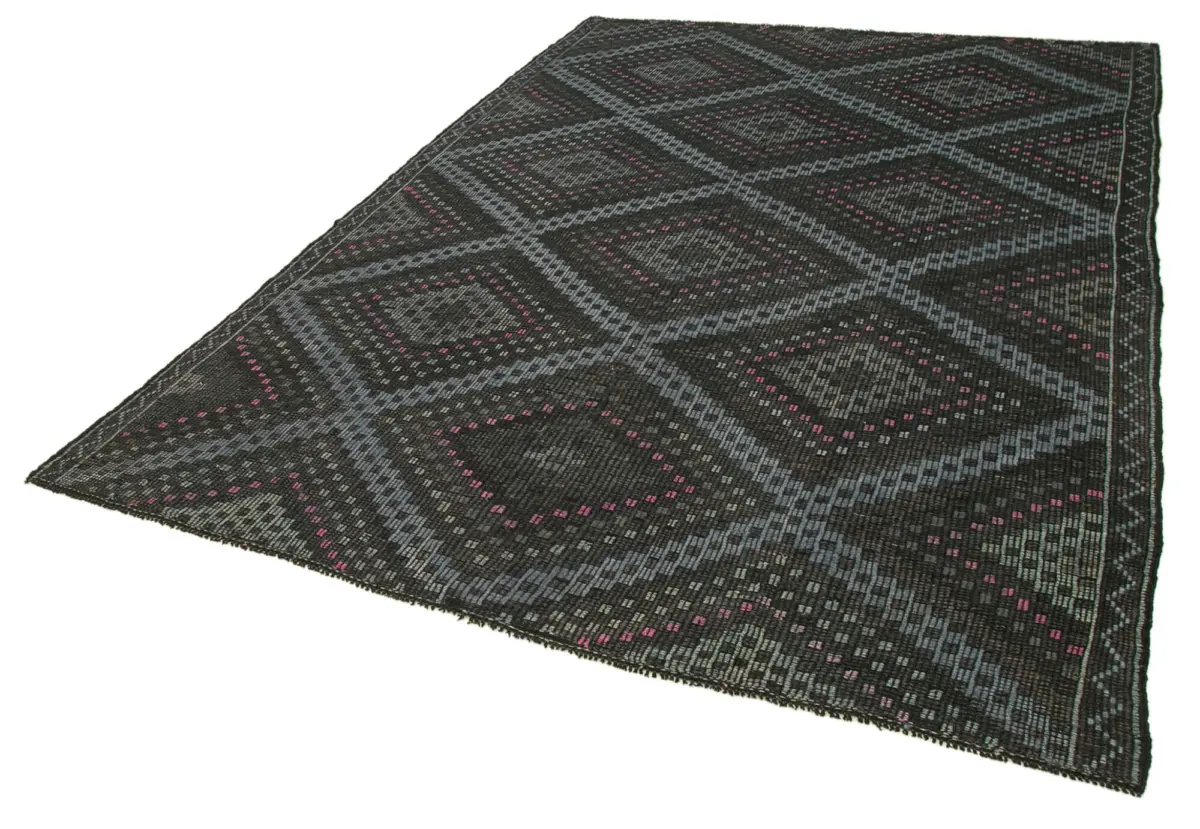 Cıcım Eskitme Mavi Renk Keçi Kılı El Dokuma Kilim-210x303 - Görsel 3
