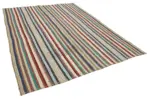 Chaput Çizgili Multi Renk Pamuk Üzerine Yün El Dokuma Kilim-223x300 - Görsel 2
