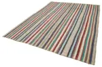 Chaput Çizgili Multi Renk Pamuk Üzerine Yün El Dokuma Kilim-223x300 - Görsel 3