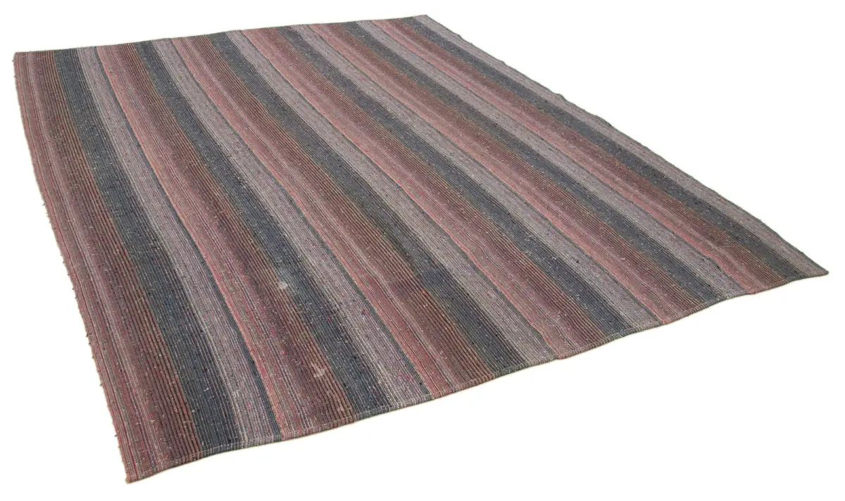 Chaput Çizgili Multi Renk Pamuk Üzerine Yün El Dokuma Kilim-240x285 - Görsel 2