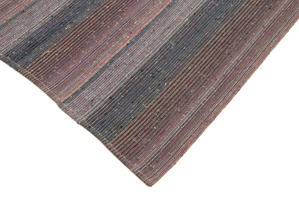 Chaput Çizgili Multi Renk Pamuk Üzerine Yün El Dokuma Kilim-240x285 - Görsel 4