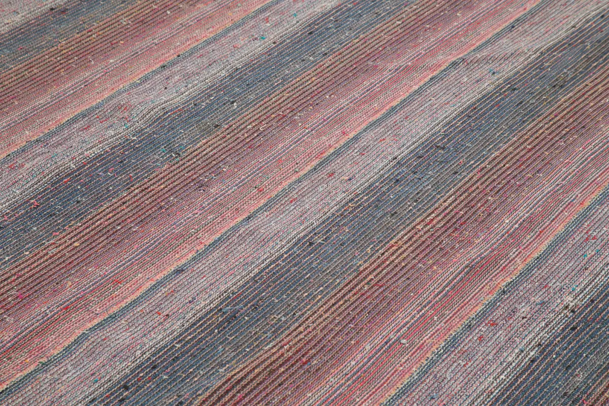 Chaput Çizgili Multi Renk Pamuk Üzerine Yün El Dokuma Kilim-240x285 - Görsel 5