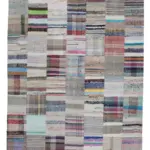 Chaput Patchwork Bej Renk Pamuk Üzerine Yün El Dokuma Kilim-202x300