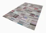 Chaput Patchwork Bej Renk Pamuk Üzerine Yün El Dokuma Kilim-202x300 - Görsel 2
