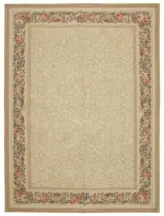 Needlepoint Bej Pamuk Üzerine Yün El Dokuma Halı-328x445