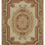 Needlepoint Bej Pamuk Üzerine Yün El Dokuma Halı-272x361