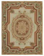 Needlepoint Bej Pamuk Üzerine Yün El Dokuma Halı-272x361