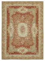 Needlepoint Bej Pamuk Üzerine Yün El Dokuma Halı-290x408