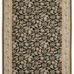 Needlepoint Bej Pamuk Üzerine Yün El Dokuma Halı-300x420