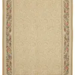 Needlepoint Bej Pamuk Üzerine Yün El Dokuma Halı-315x444