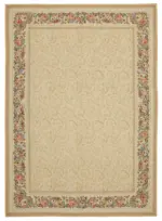 Needlepoint Bej Pamuk Üzerine Yün El Dokuma Halı-315x444