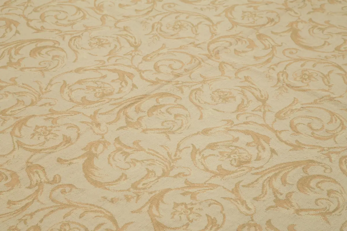 Needlepoint Bej Pamuk Üzerine Yün El Dokuma Halı-315x444 - Görsel 5