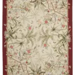 Needlepoint Bej Pamuk Üzerine Yün El Dokuma Halı-294x423