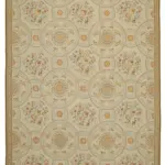 Needlepoint Bej Pamuk Üzerine Yün El Dokuma Halı-346x449