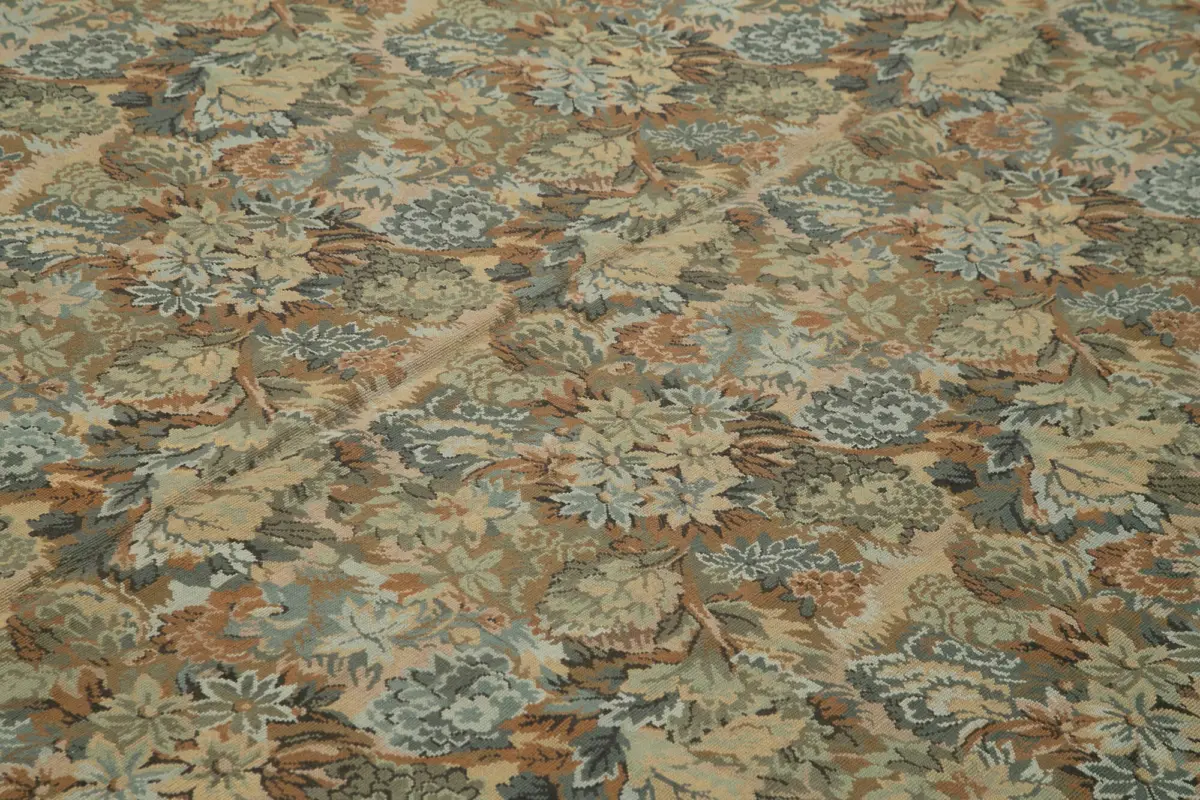 Needlepoint Bej Pamuk Üzerine Yün El Dokuma Halı-288x409 - Görsel 5