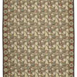 Needlepoint Bej Pamuk Üzerine Yün El Dokuma Halı-366x545