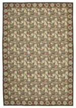 Needlepoint Bej Pamuk Üzerine Yün El Dokuma Halı-366x545