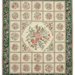 Needlepoint Bej Pamuk Üzerine Yün El Dokuma Halı-241x300