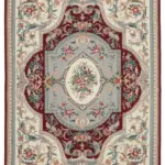 Needlepoint Bej Pamuk Üzerine Yün El Dokuma Halı-241x300