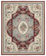 Needlepoint Bej Pamuk Üzerine Yün El Dokuma Halı-241x300