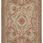 Needlepoint Bej Pamuk Üzerine Yün El Dokuma Halı-238x305