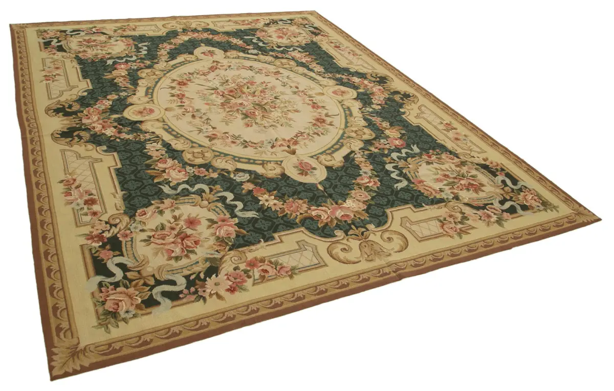 Needlepoint Bej Pamuk Üzerine Yün El Dokuma Halı-238x302 - Görsel 2