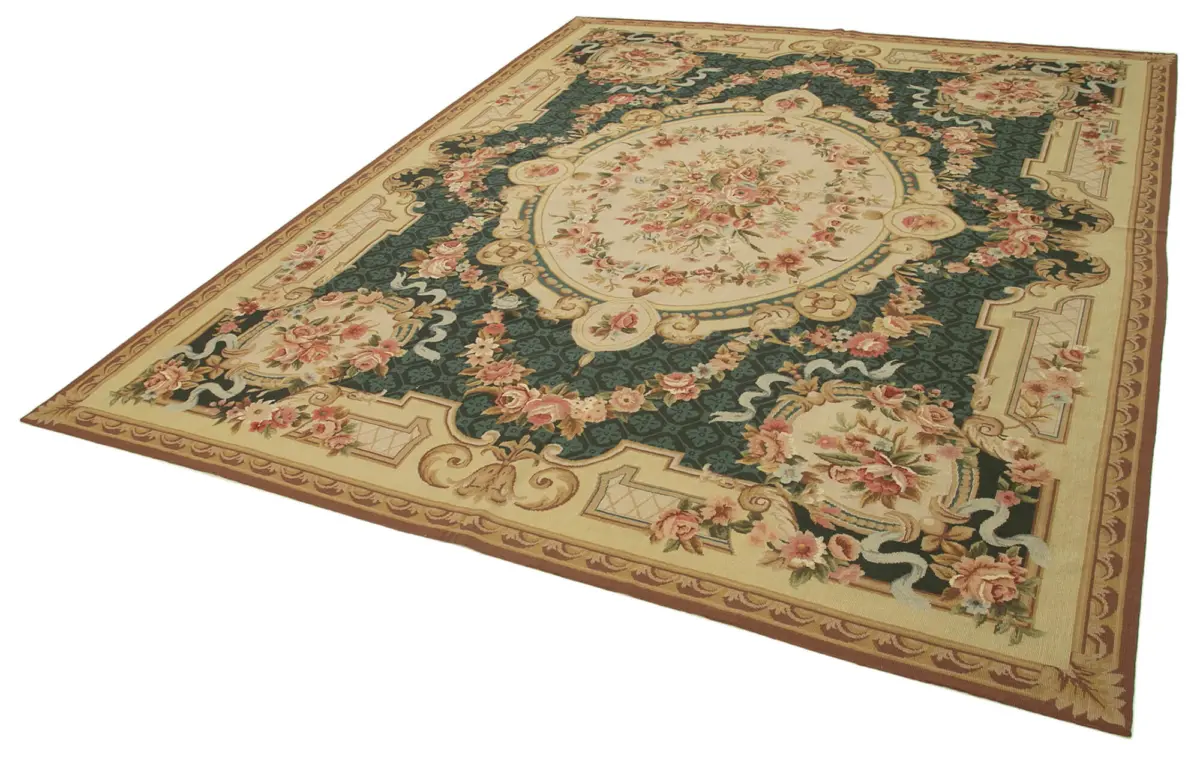 Needlepoint Bej Pamuk Üzerine Yün El Dokuma Halı-238x302 - Görsel 3