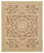 Needlepoint Bej Pamuk Üzerine Yün El Dokuma Halı-238x290