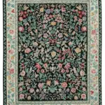 Needlepoint Siyah Pamuk Üzerine Yün El Dokuma Halı-237x303