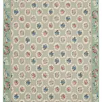 Needlepoint Mavi Pamuk Üzerine Yün El Dokuma Halı-236x303