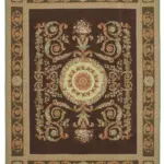 Needlepoint Bej Pamuk Üzerine Yün El Dokuma Halı-244x304