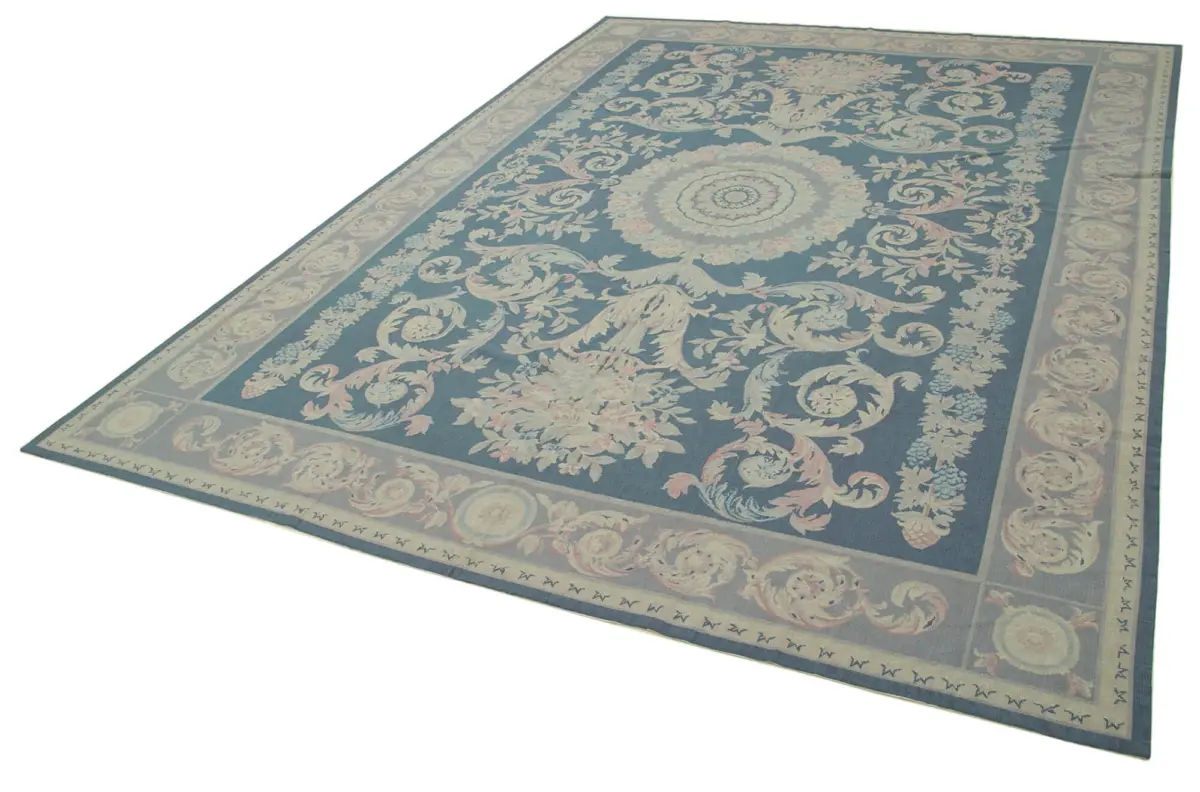 Needlepoint Mor Pamuk Üzerine Yün El Dokuma Halı-236x325 - Görsel 3