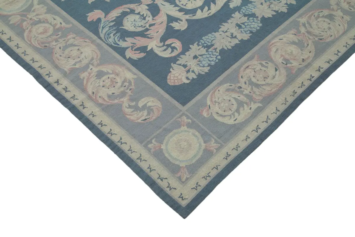 Needlepoint Mor Pamuk Üzerine Yün El Dokuma Halı-236x325 - Görsel 4