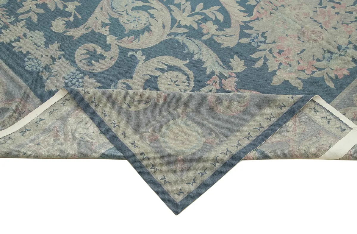 Needlepoint Mor Pamuk Üzerine Yün El Dokuma Halı-236x325 - Görsel 6