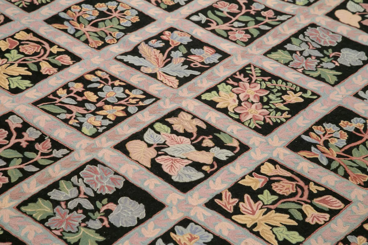 Needlepoint Mor Pamuk Üzerine Yün El Dokuma Halı-231x300 - Görsel 5