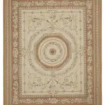 Needlepoint Bej Pamuk Üzerine Yün El Dokuma Halı-247x303