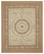 Needlepoint Bej Pamuk Üzerine Yün El Dokuma Halı-247x303