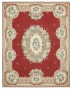 Needlepoint Bej Pamuk Üzerine Yün El Dokuma Halı-243x305